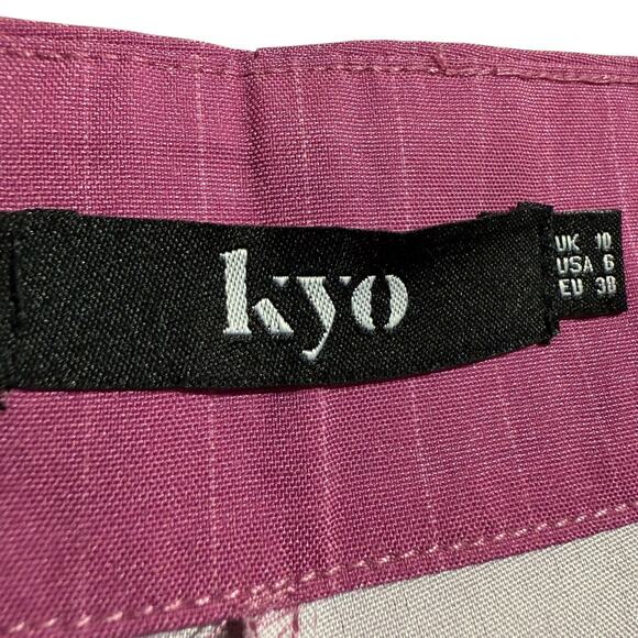 Kyo pink purple pin stripe high rise TALL trousers with pockets - women's 6 - Picture 5 of 6